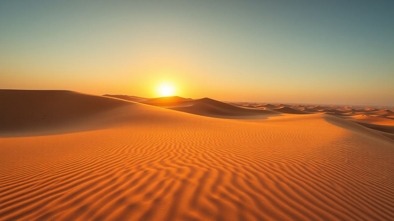 Radiant Sahara Dunes Ripples in Golden Light
