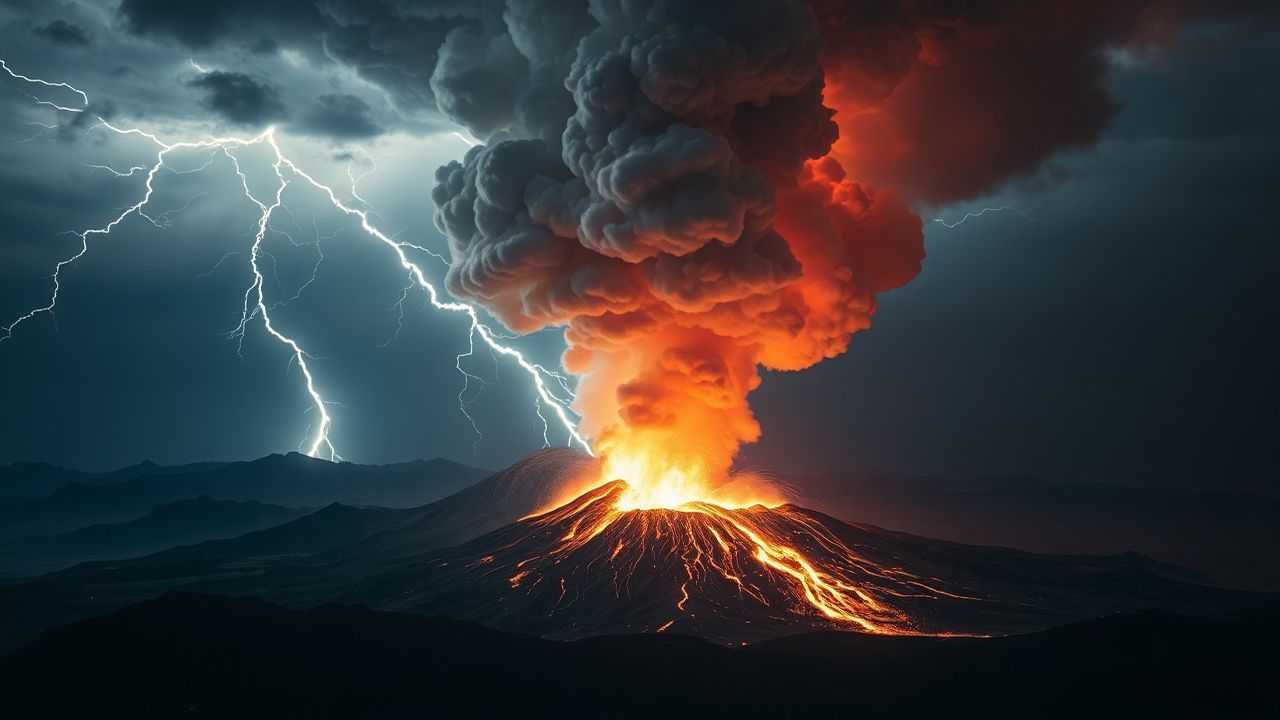 Ethereal Volcanic Lightning Eruption