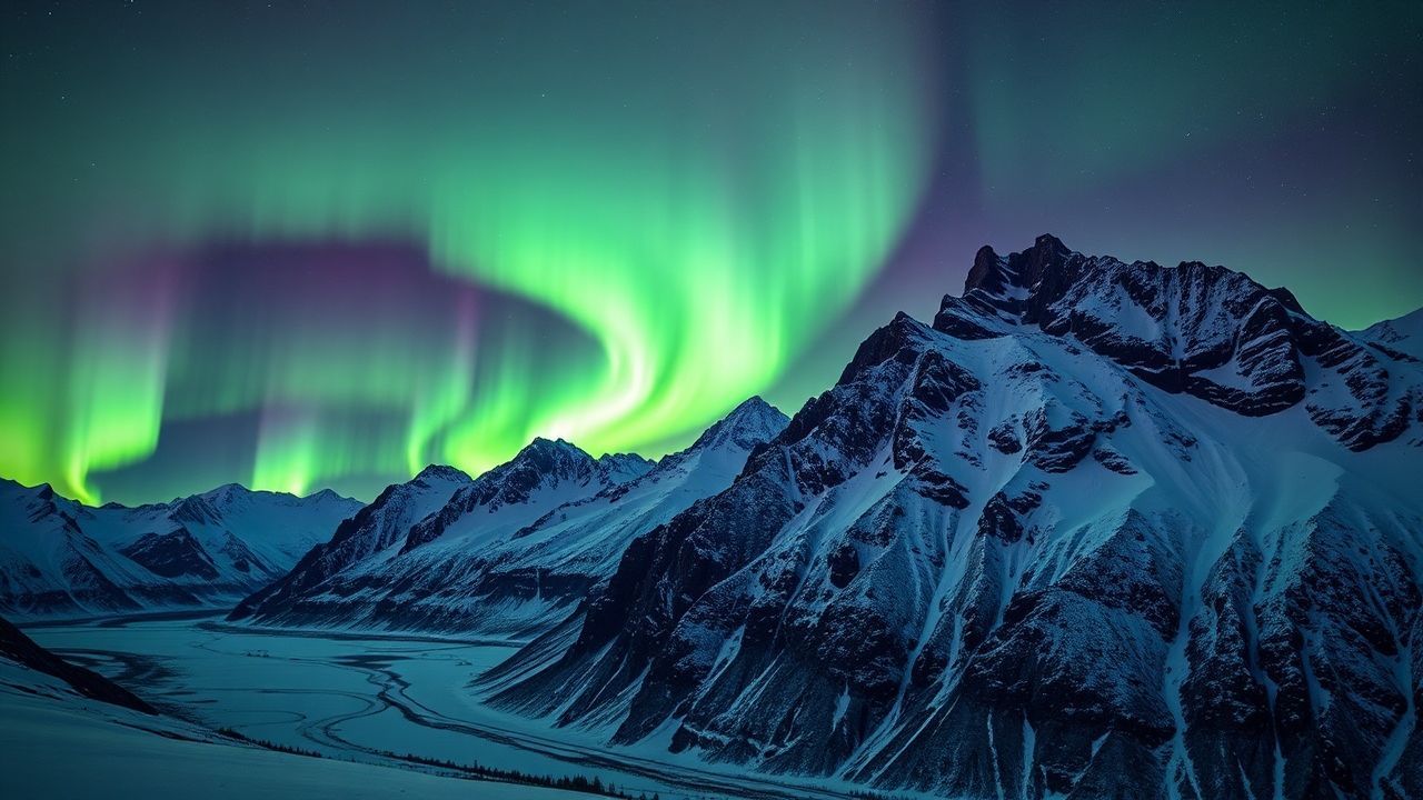 Tranquil Arctic Northern Lights in Winter