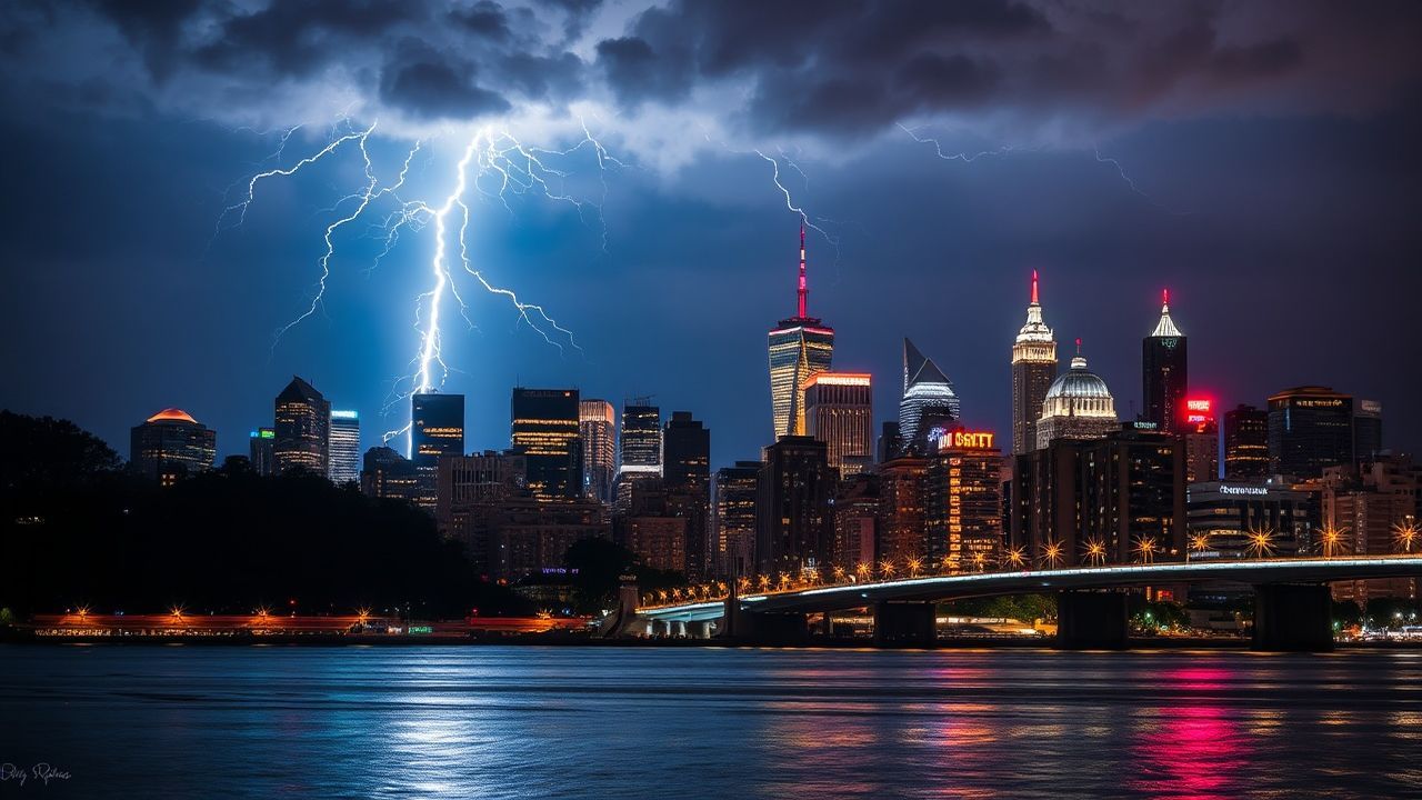 Breathtaking Lightning Bolt City by Night