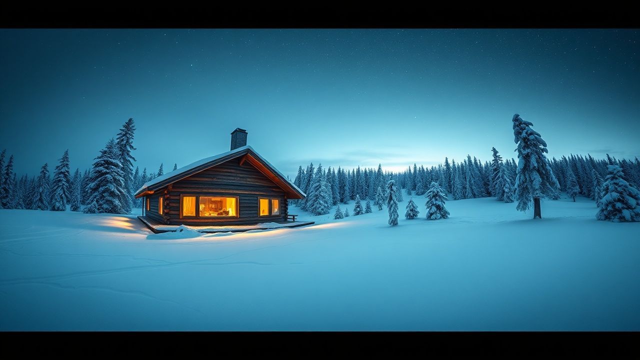 Subtle Nordic Cabin Isolation in Winter