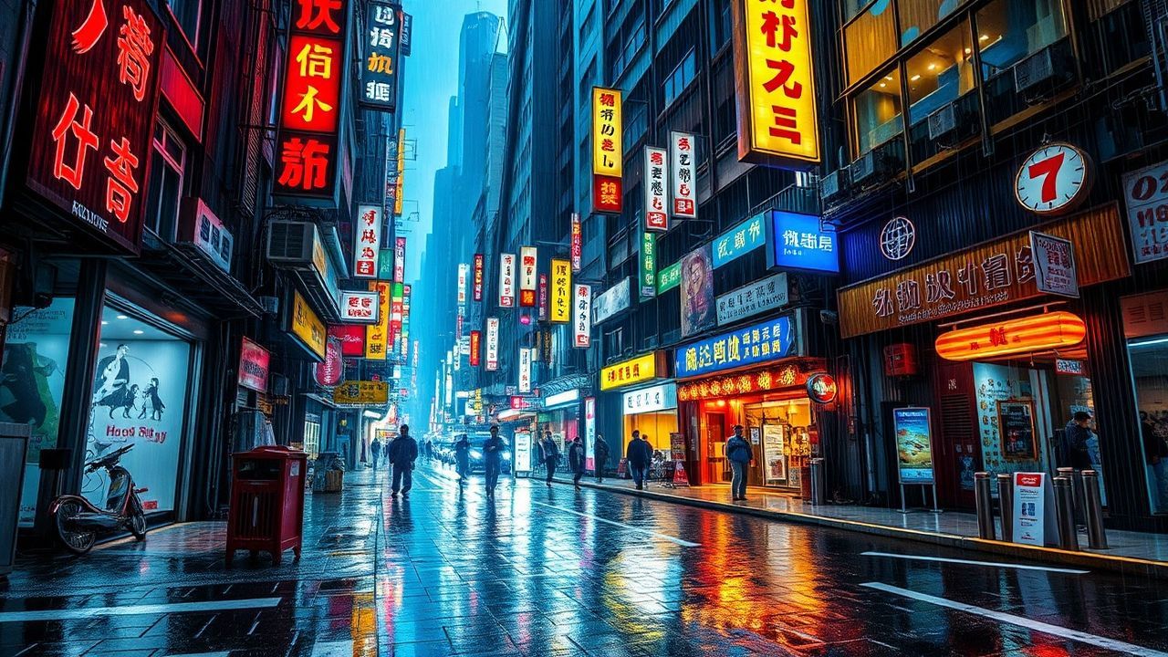 Synthetic Hong Kong Alley Neon Dreams