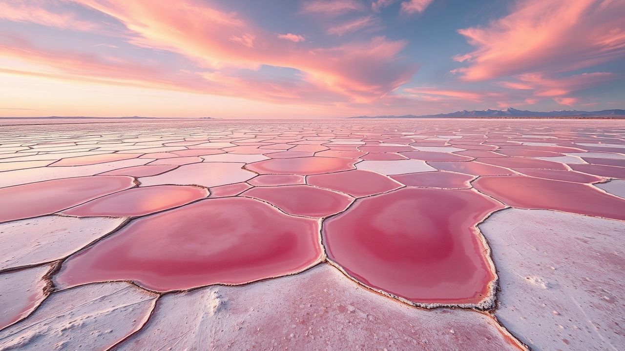 Radiant Salt Ponds Pink from Above