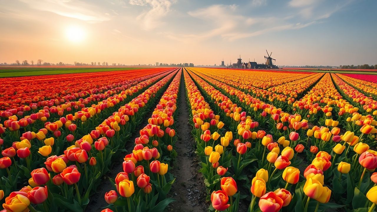 Ethereal Tulip Fields Netherlands from Above
