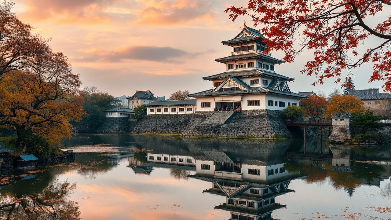 Timeless Japanese Castle Maple in Autumn