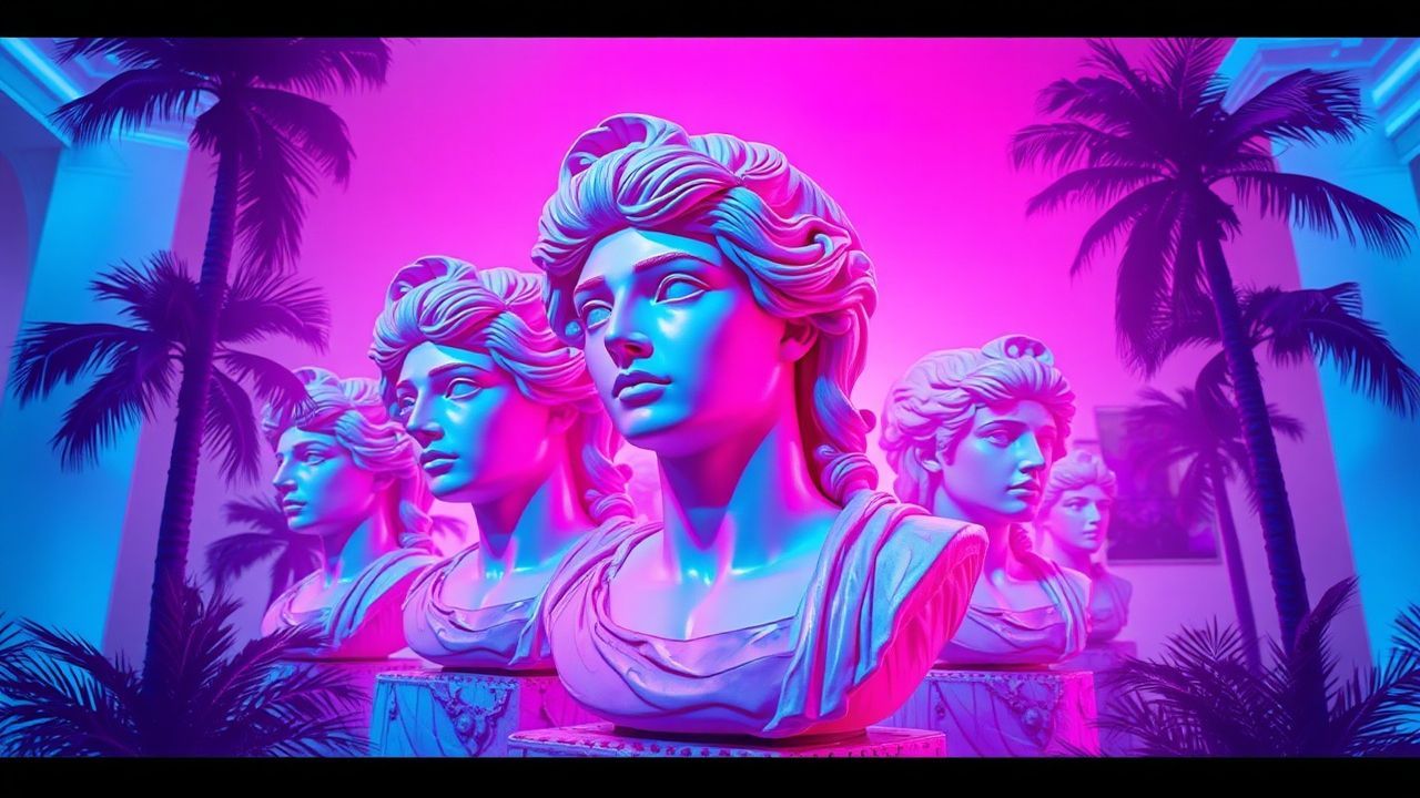 Vivid Vaporwave Roman Busts