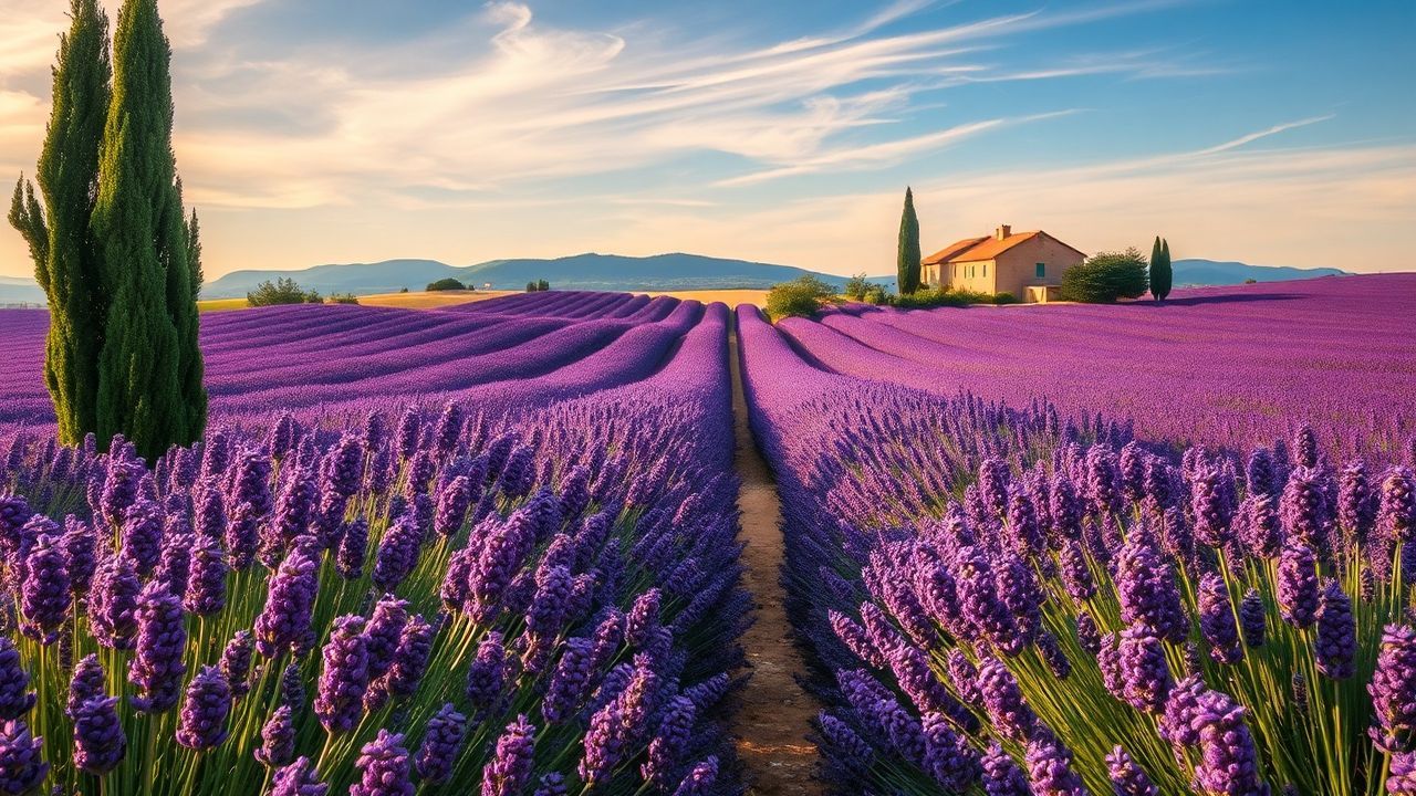Azure Provence Lavender Farmhouse in Summer