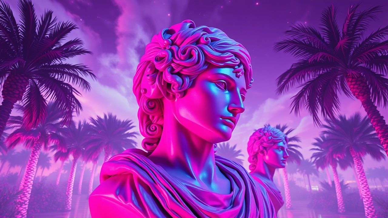 Chromatic Vaporwave Roman Busts