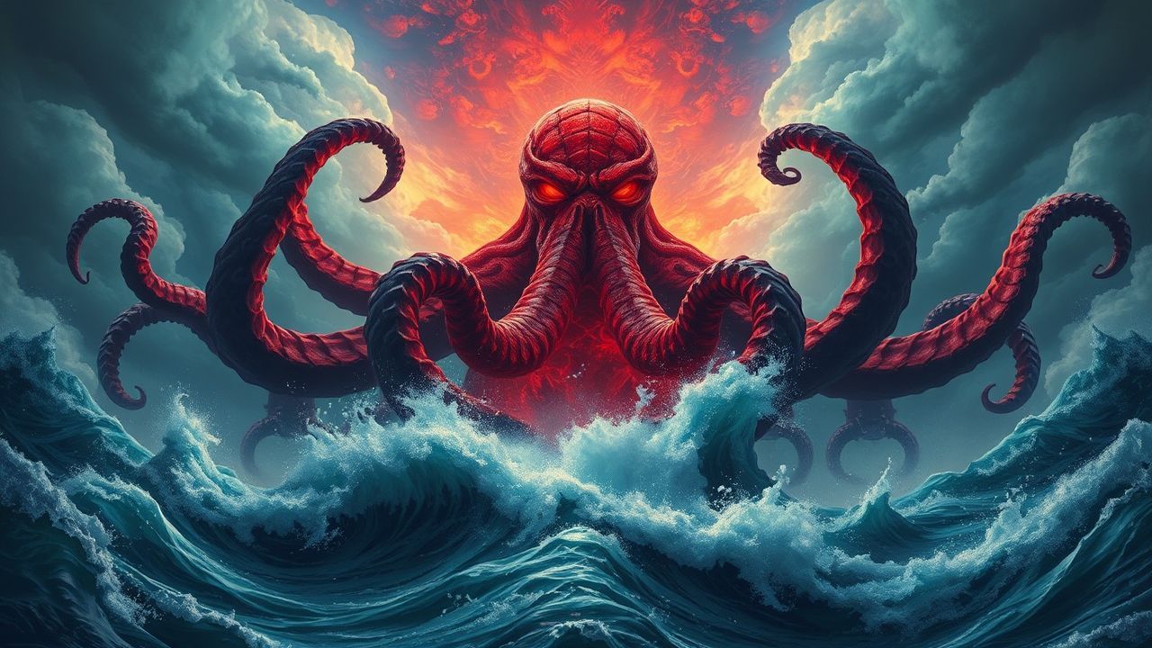 Mysterious Cthulhu Rising Tentacles Storm