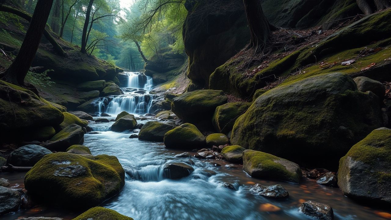 Stunning Forest Stream Mossy Serenity