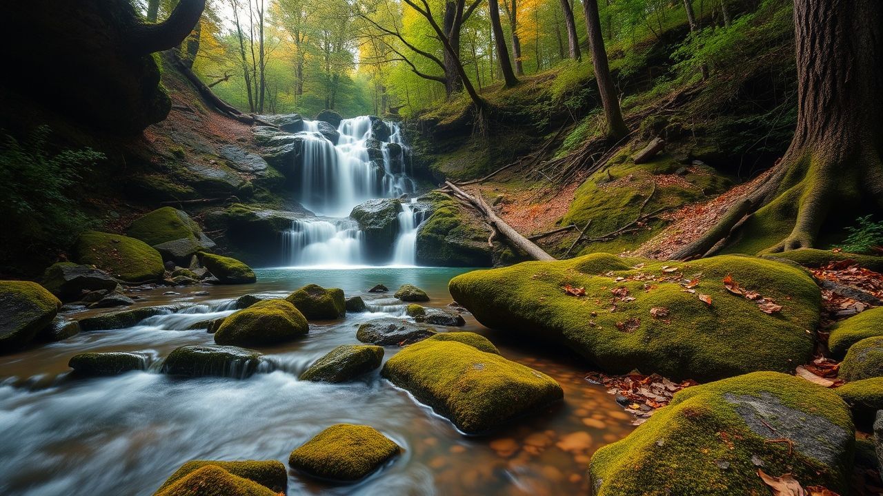 Lush Forest Stream Mossy Serenity