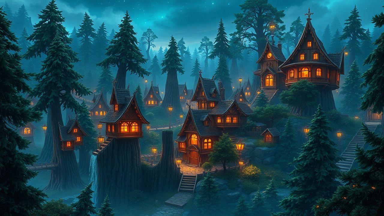Ethereal Elven City Treehouses Magic
