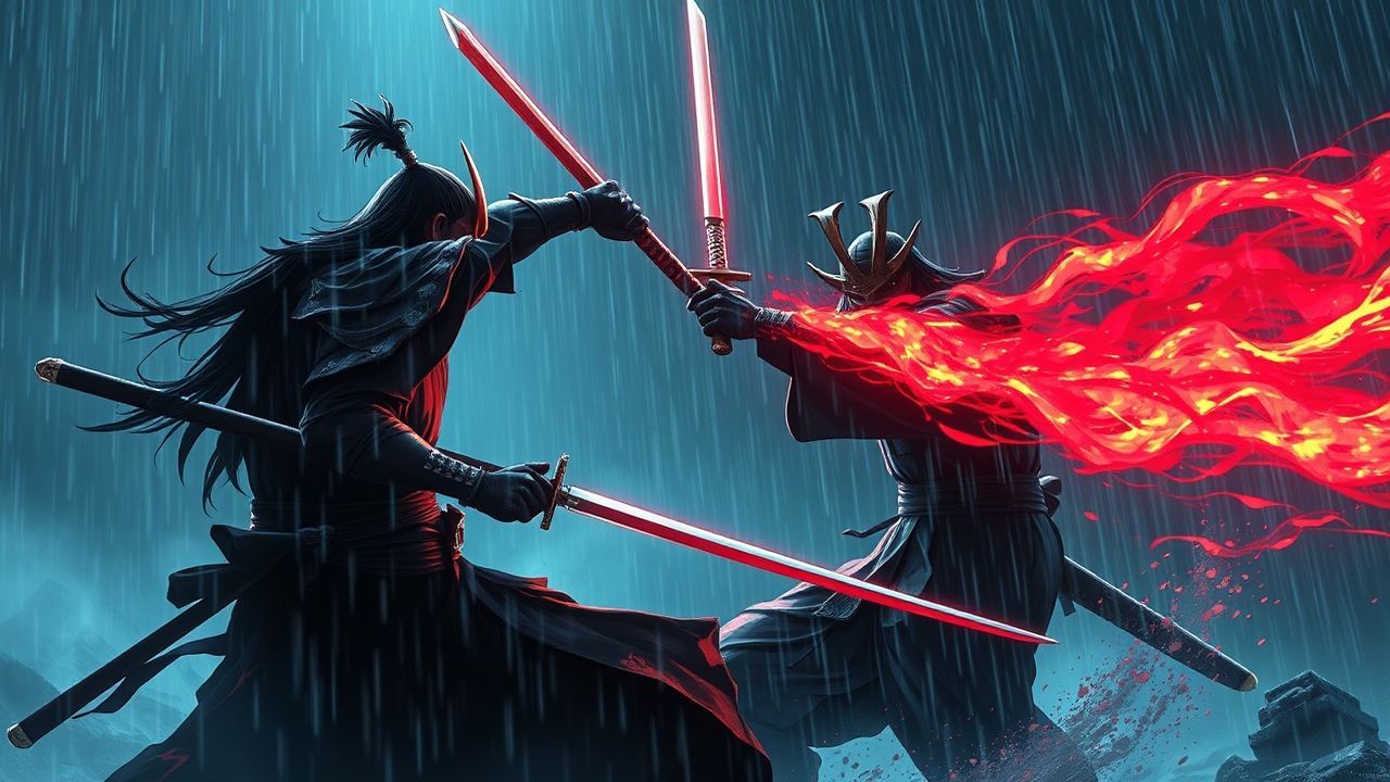 Gothic Samurai Duel Dark in the Rain