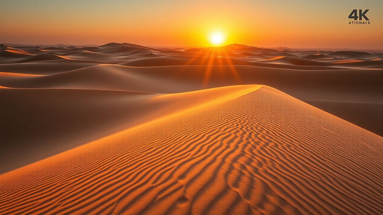 Pristine Sahara Dunes Ripples in Golden Light