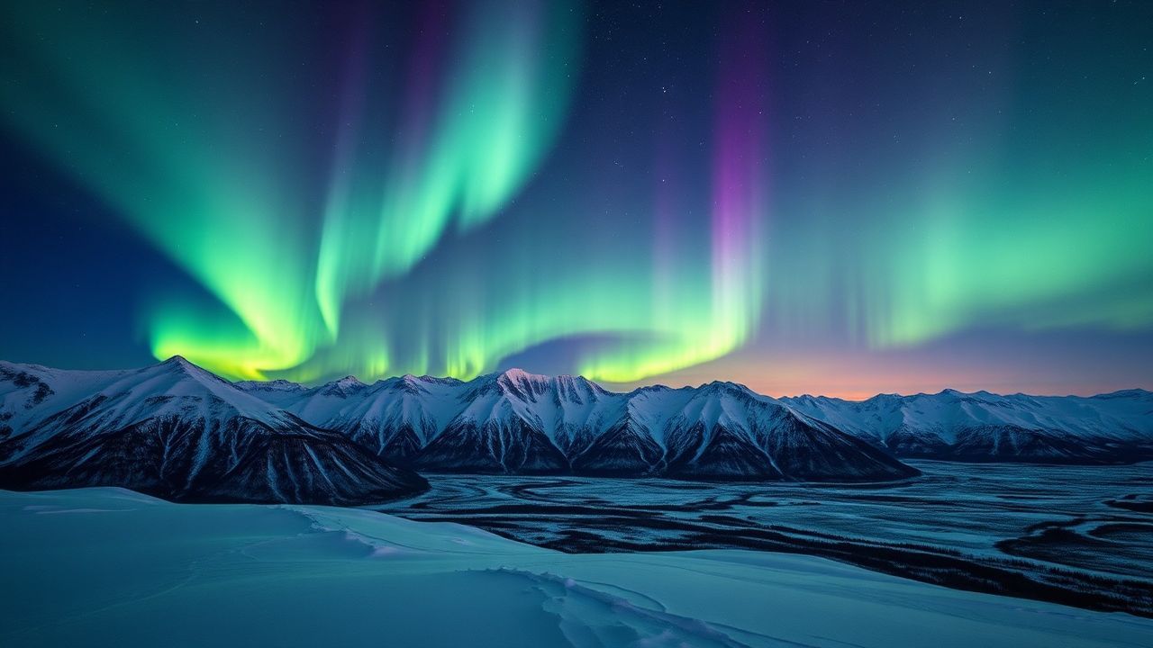 Tranquil Arctic Northern Lights in Winter