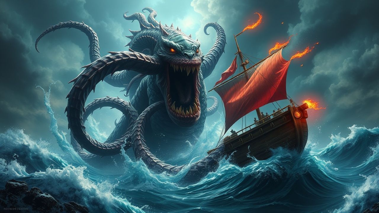Mystical Kraken Attacking Ship Storm