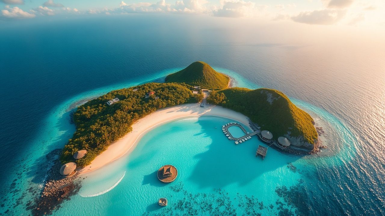 Enchanting Tropical Island Beach from Above