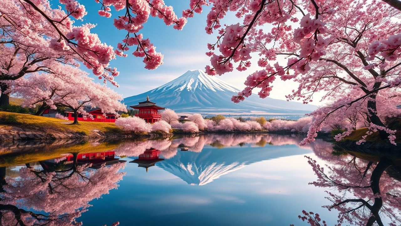 Ethereal Mt. Fuji Cherry Blossoms in Spring