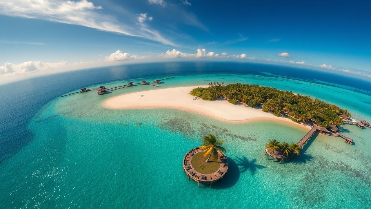 Radiant Tropical Island Beach from Above