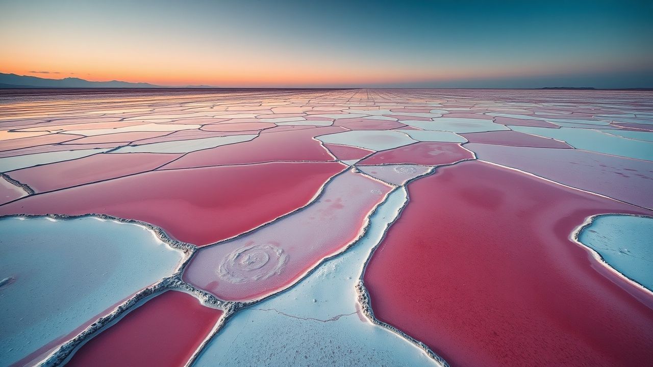 Serene Salt Ponds Pink from Above