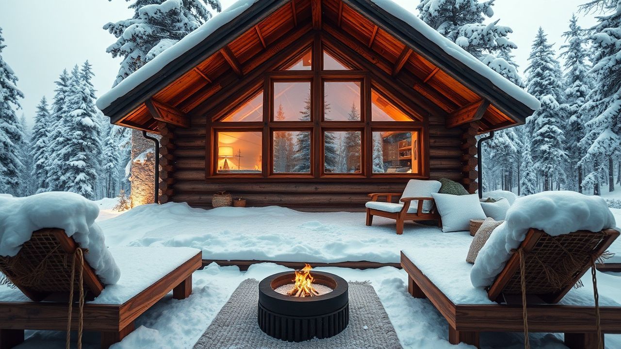 Rugged Scandinavian Cabin Isolation in Winter