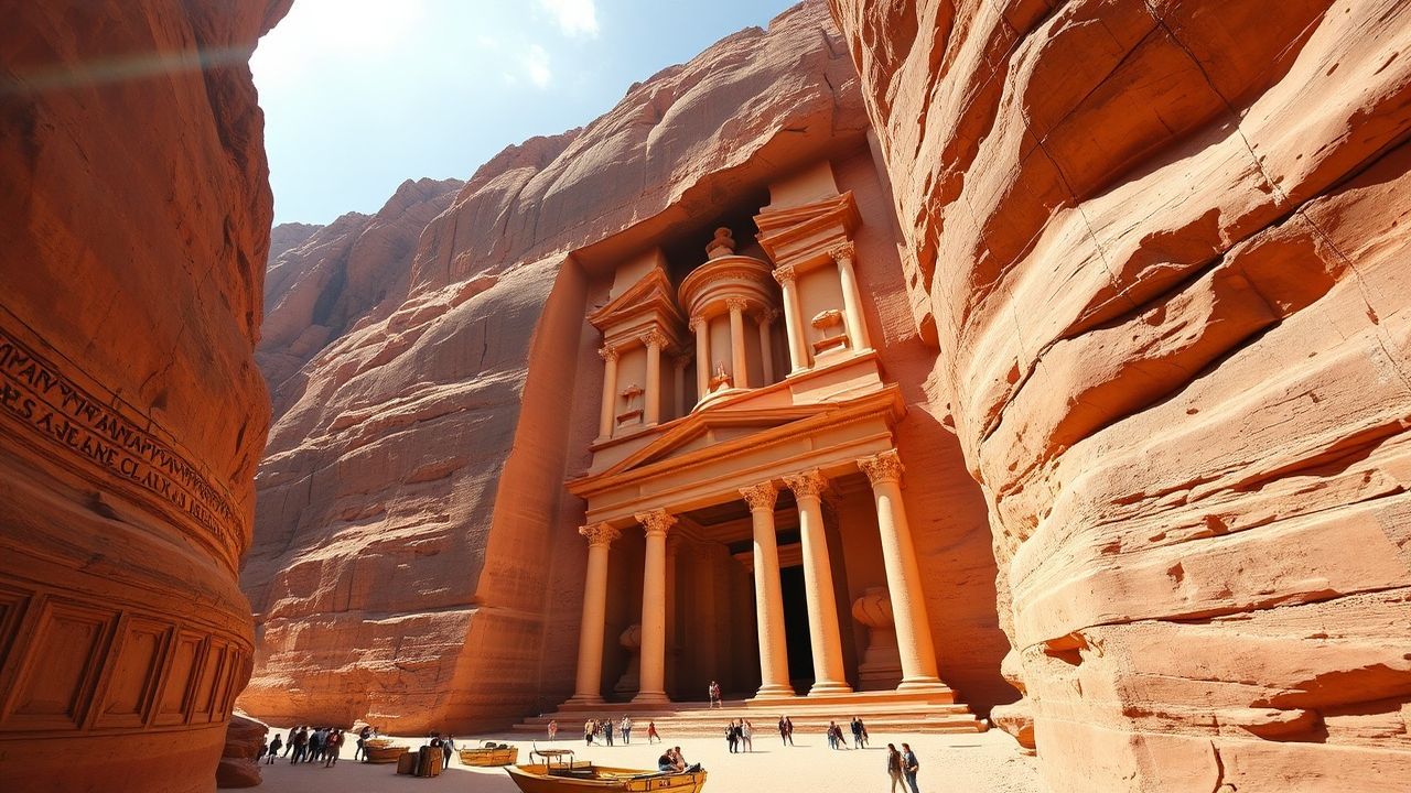Ancient Petra Treasury Carved Ruins