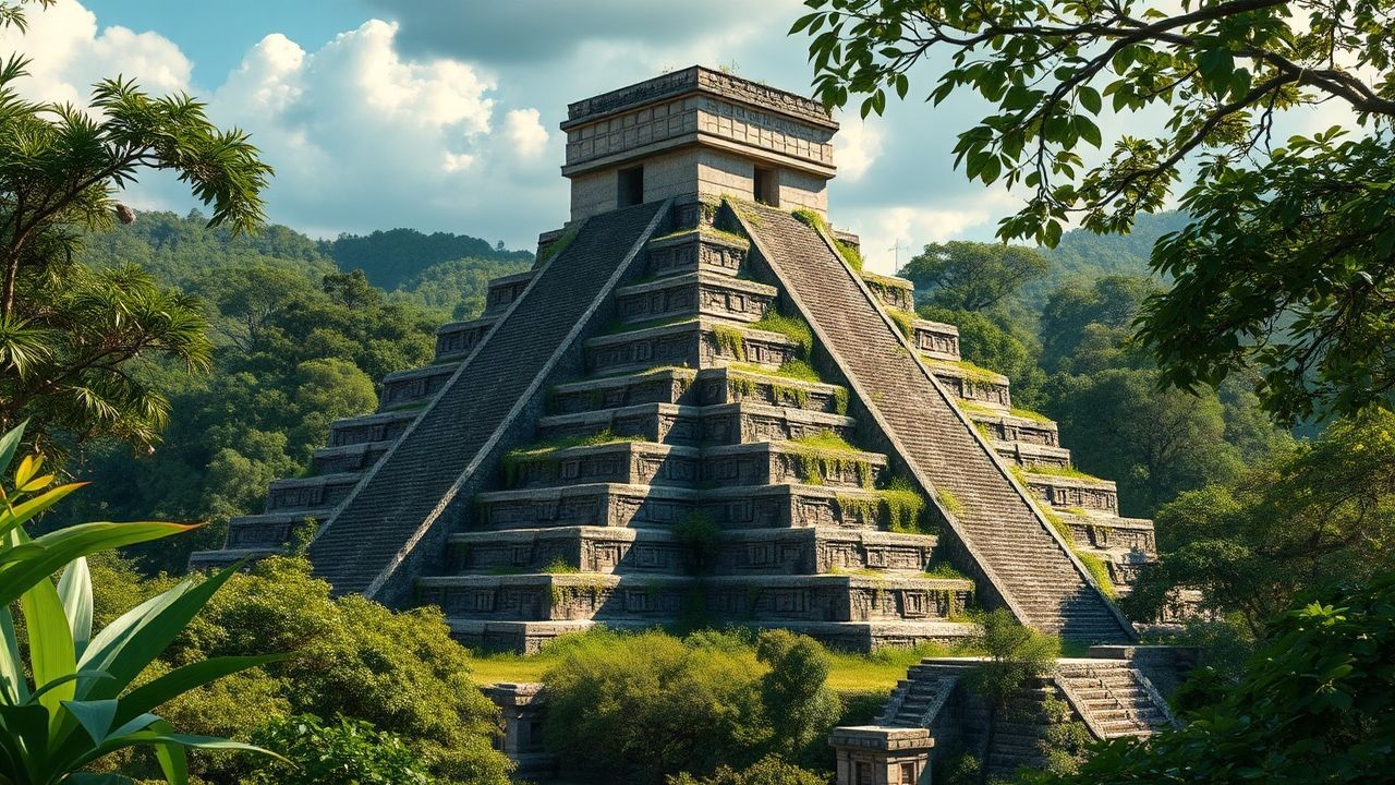 Overgrown Mayan Pyramid Jungle Ruins