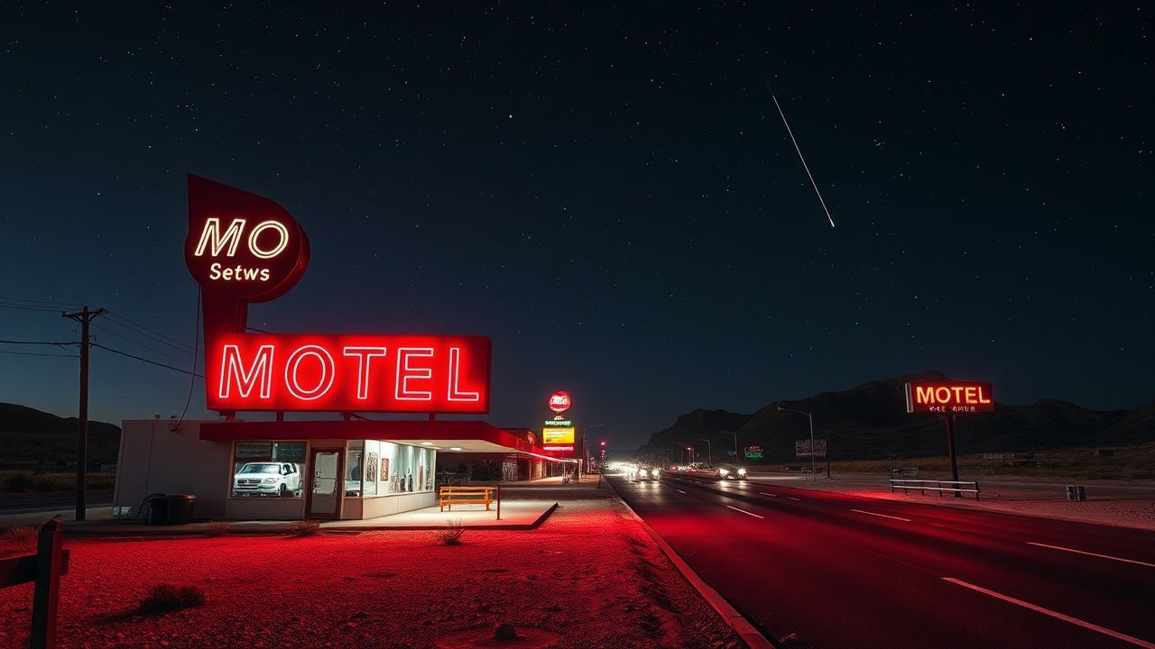 Nostalgic Motel Sign Vacancy Neon Dreams