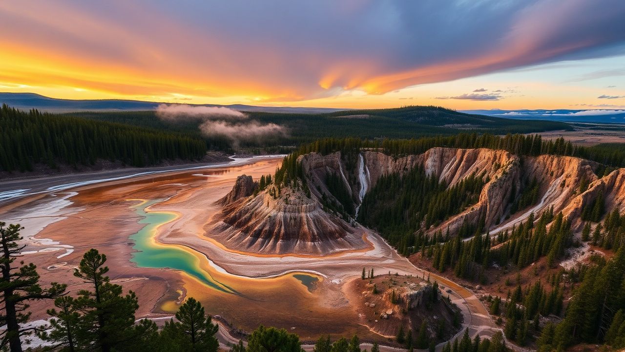 Stunning Yellowstone Grand Prismatic in Spring