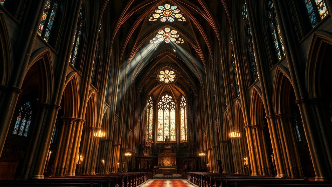 Ominous Gothic Cathedral Candlelight Drama