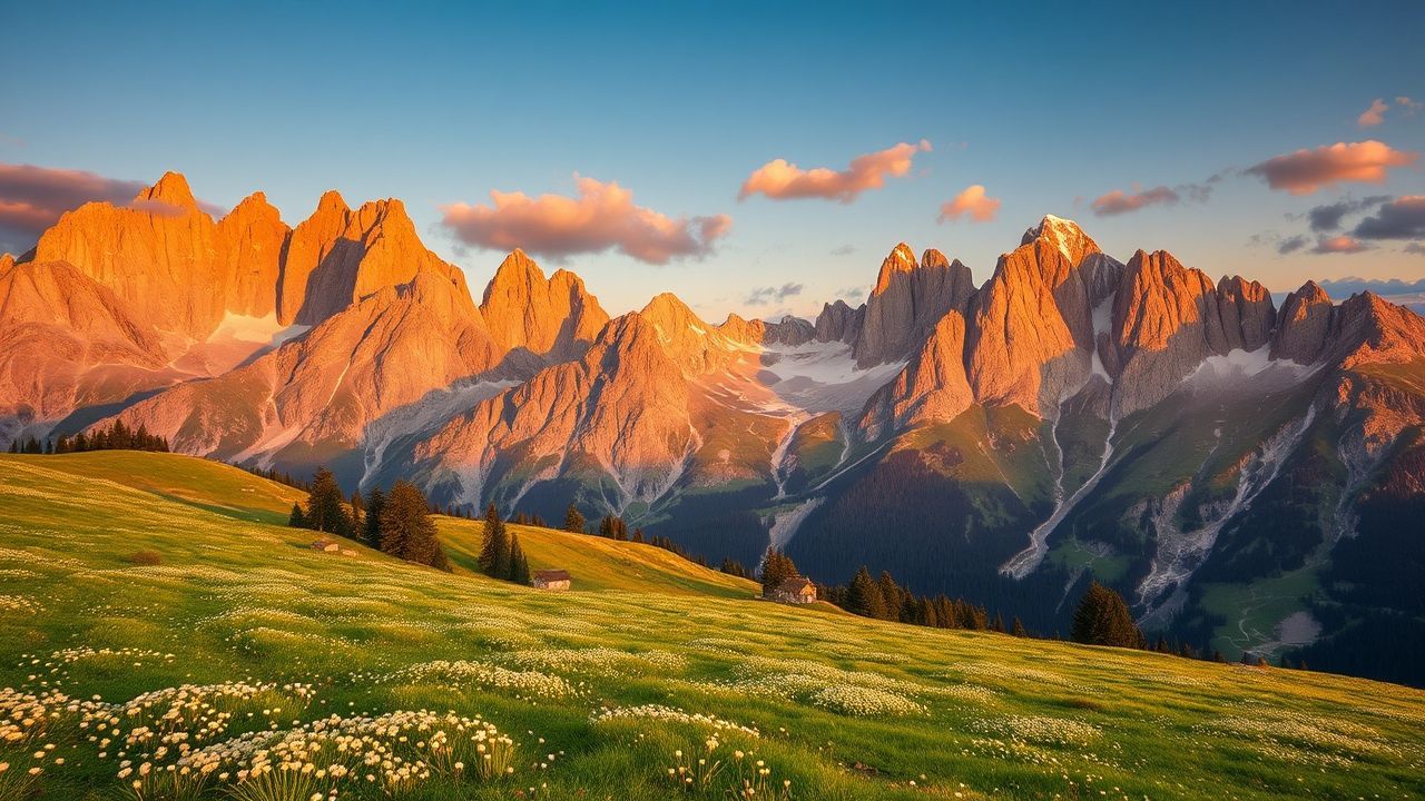 Dramatic Dolomites Peaks Alpine in Golden Light