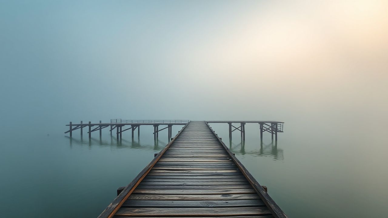 Elegant Foggy Pier Disappearing