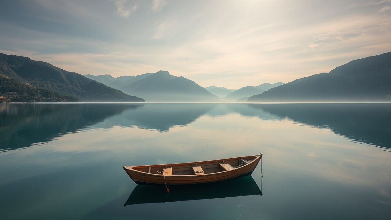 Quiet Single Boat Calm Reflections