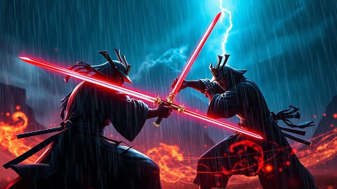 Foreboding Samurai Duel Dark in the Rain