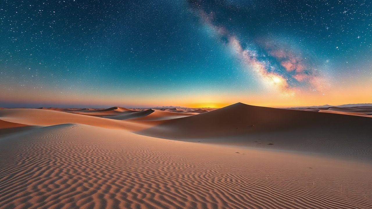 Golden Desert Milky Way by Night