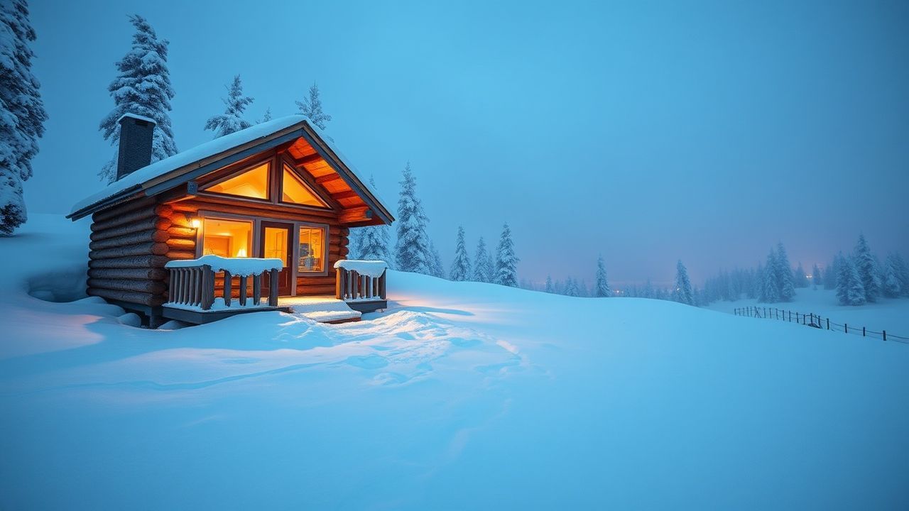 Serene Nordic Cabin Isolation in Winter