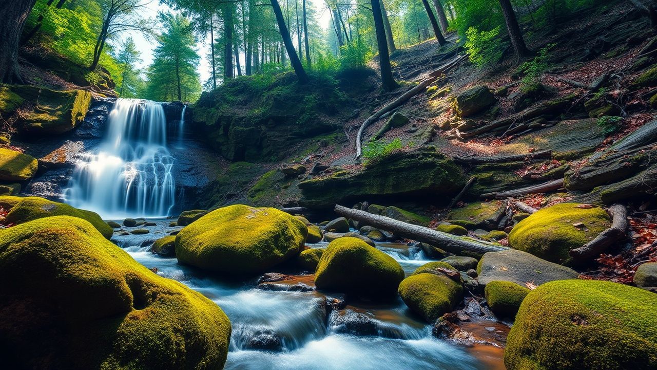 Wild Forest Stream Mossy Serenity