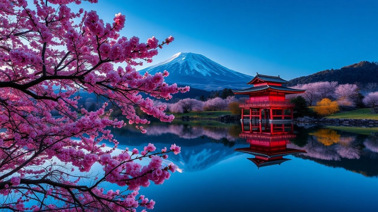 Pristine Mt. Fuji Cherry Blossoms in Spring