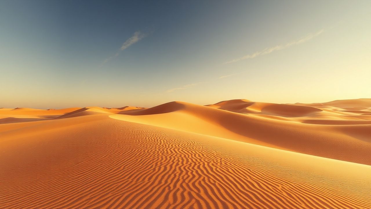 Tranquil Sahara Dunes Ripples in Golden Light