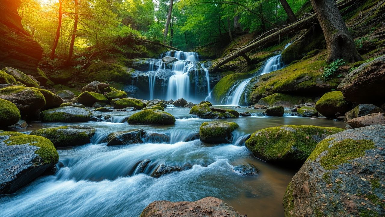 Lush Forest Stream Mossy Serenity