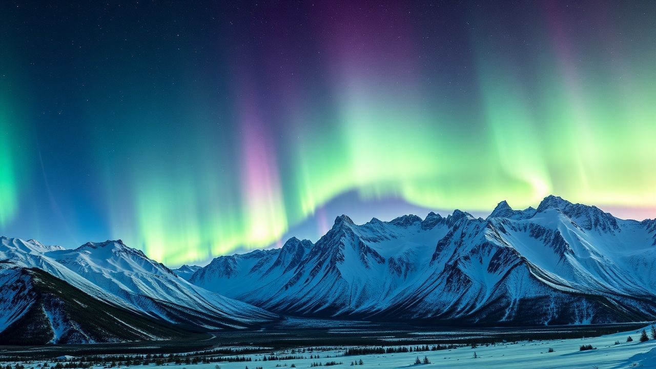 Pristine Arctic Northern Lights in Winter
