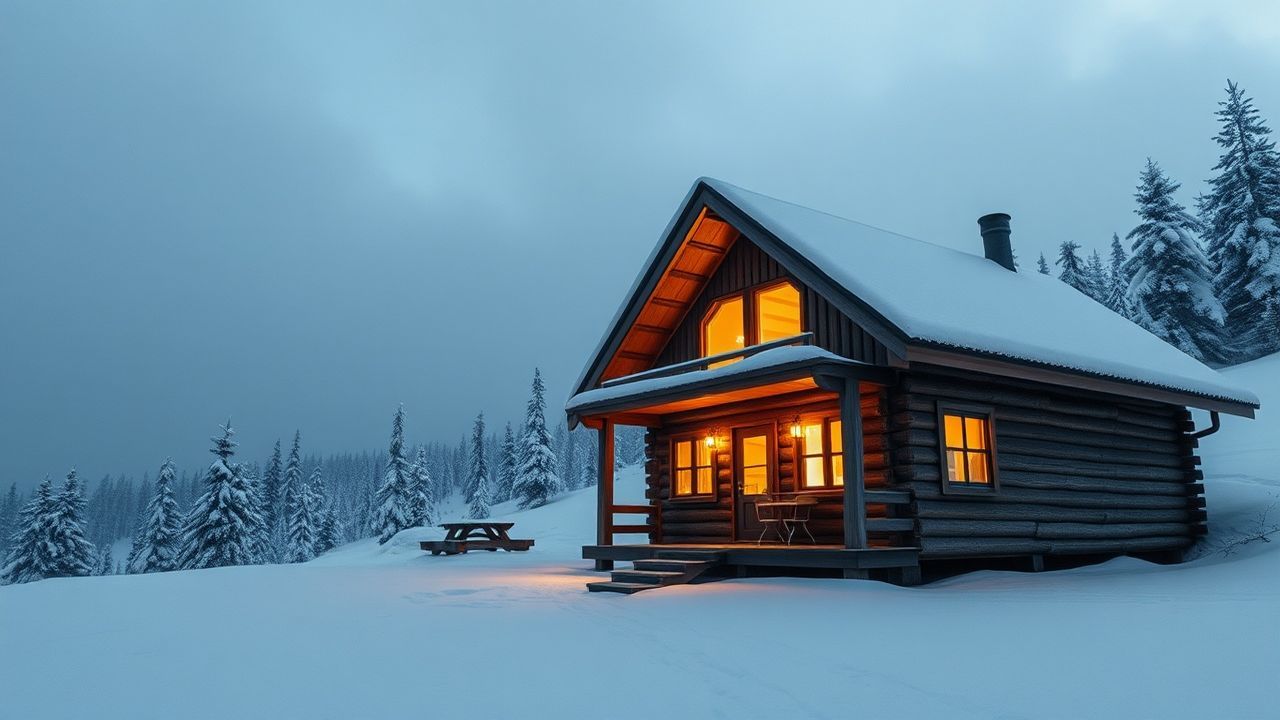 Calm Nordic Cabin Isolation in Winter