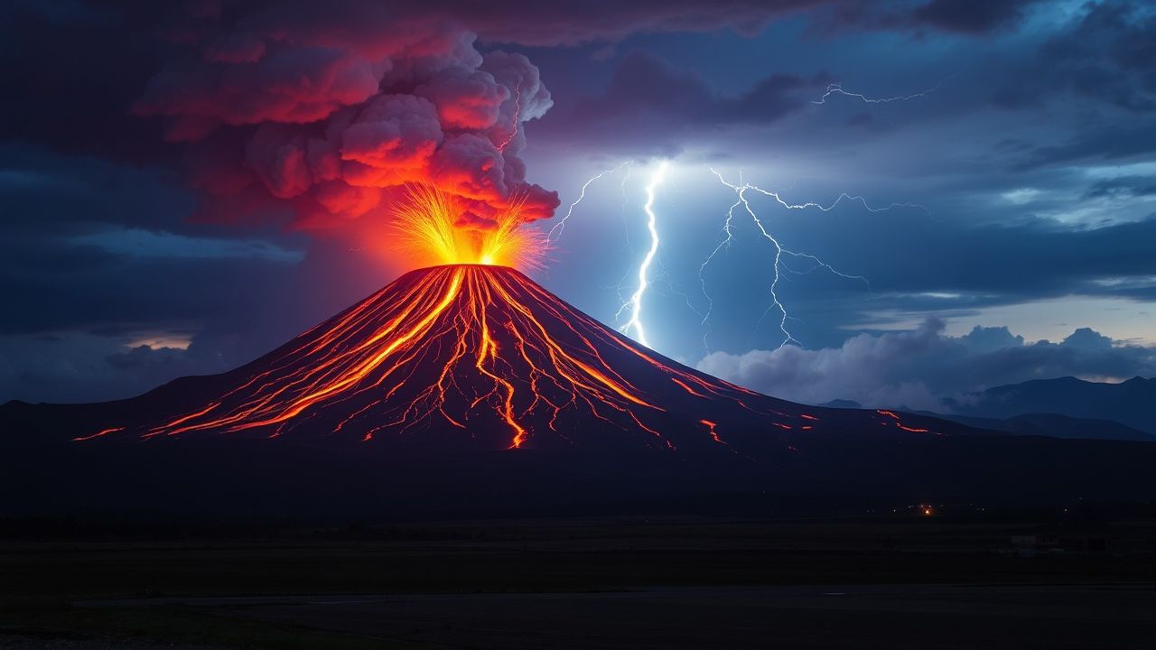 Ethereal Volcanic Lightning Eruption