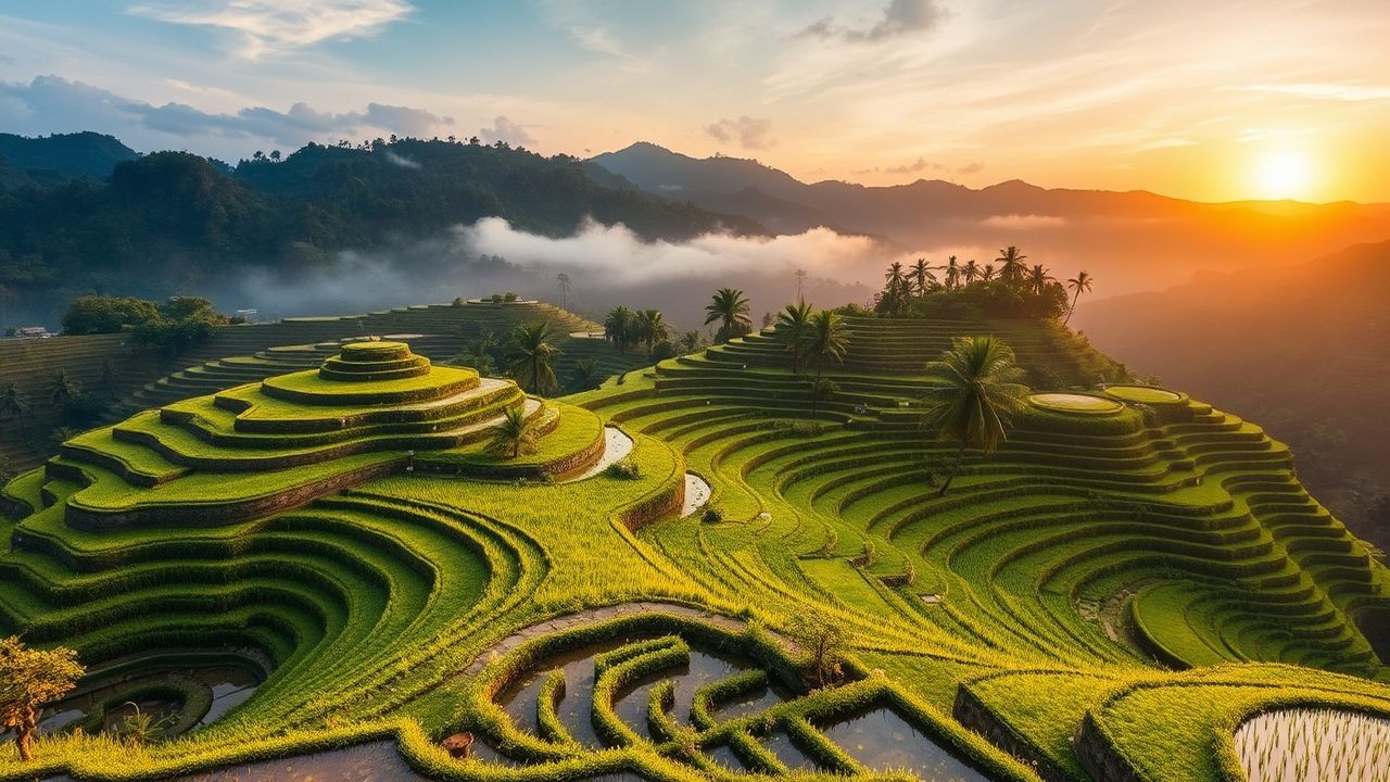 Ethereal Bali Rice Terraces Reflections