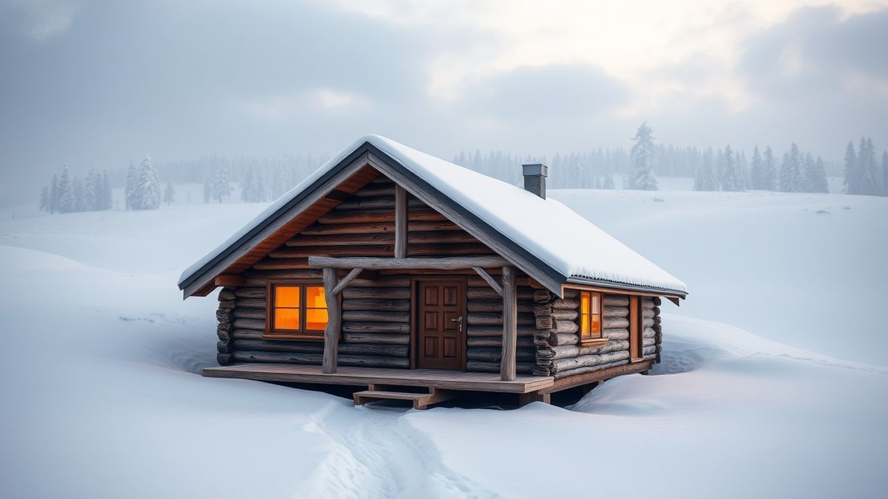 Tranquil Nordic Cabin Isolation in Winter