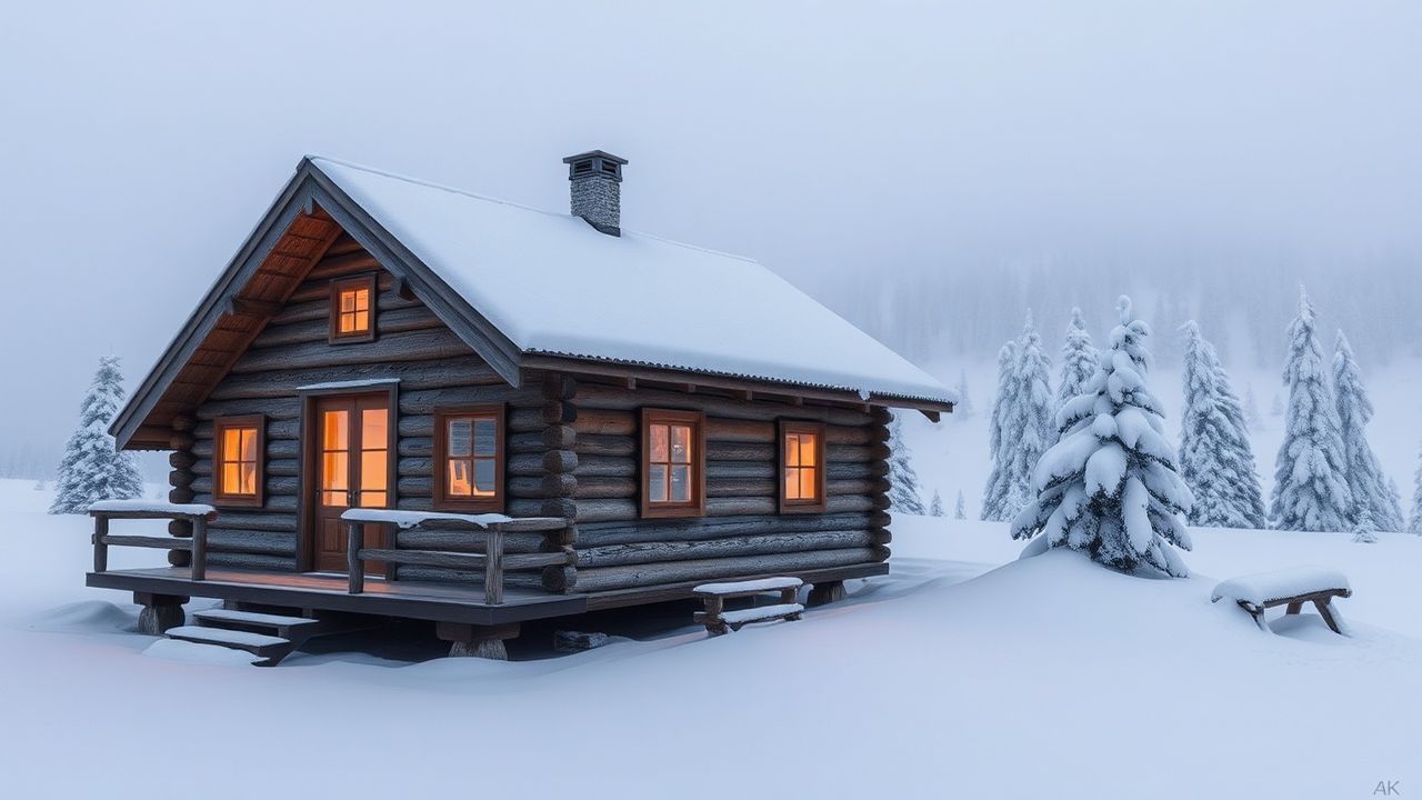 Silent Nordic Cabin Isolation in Winter