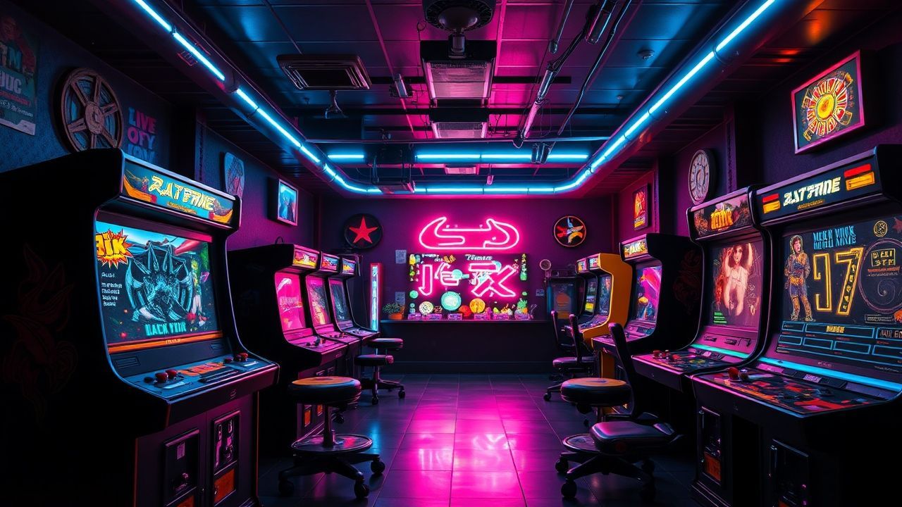 Nostalgic Arcade Cabinet Glow Neon Dreams