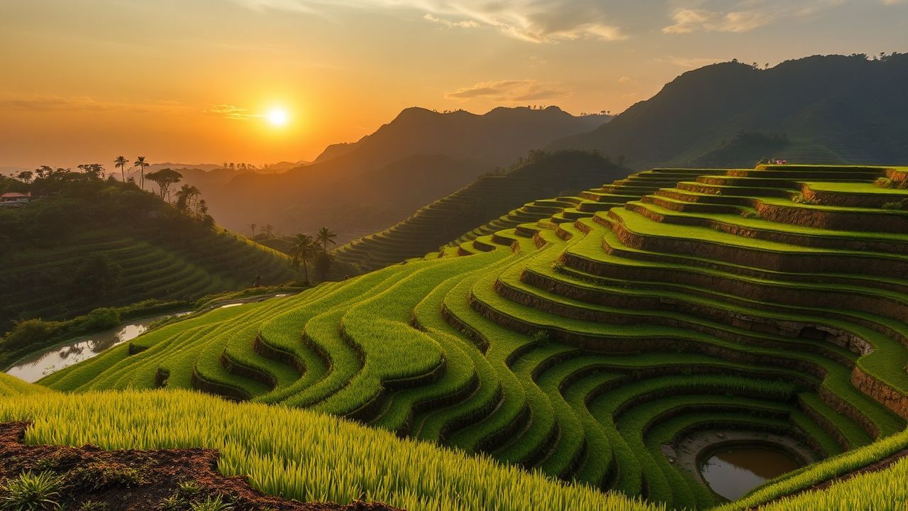 Dramatic Bali Rice Terraces Reflections