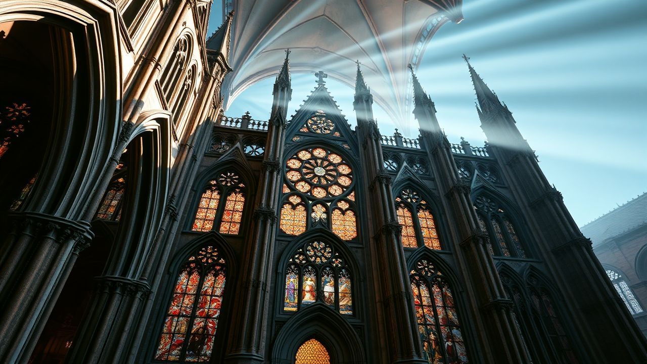 Ancient Gothic Cathedral Buttresses Drama