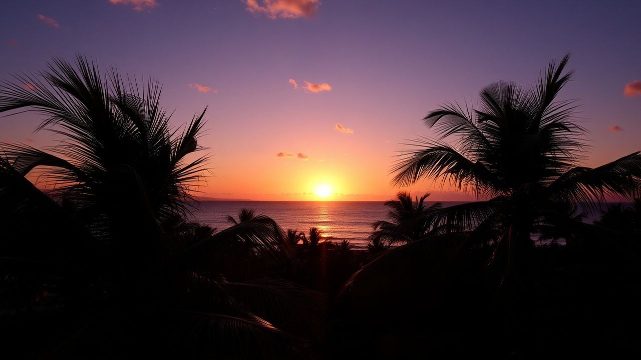 Golden Palm Silhouettes Orange at Sunset